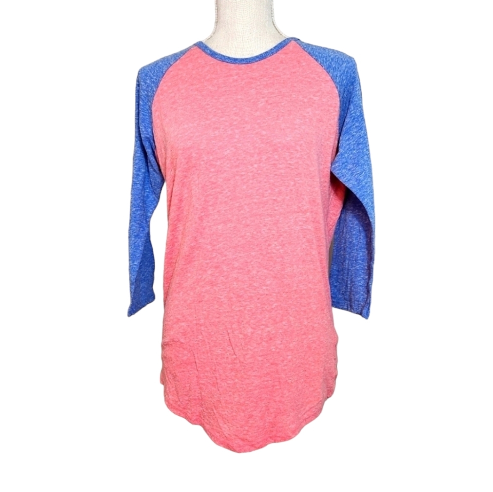 LuLaRoe Pink Blue Raglan Baseball Tee Size - Small